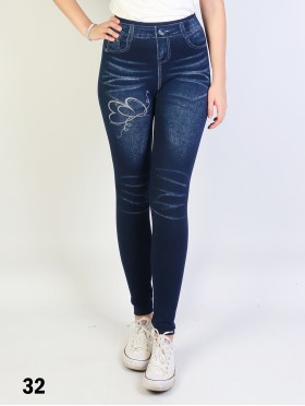 High Waist Denim Style Stretchy Legging (Fleece Lined)